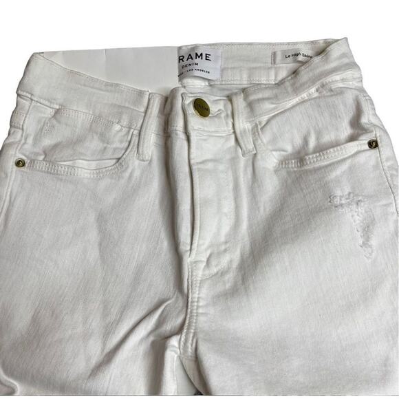 Frame Denim Womens Lehigh Skinny Fit Distressed Frayed‎ Hems Jeans Size 27 New - Picture 7 of 12